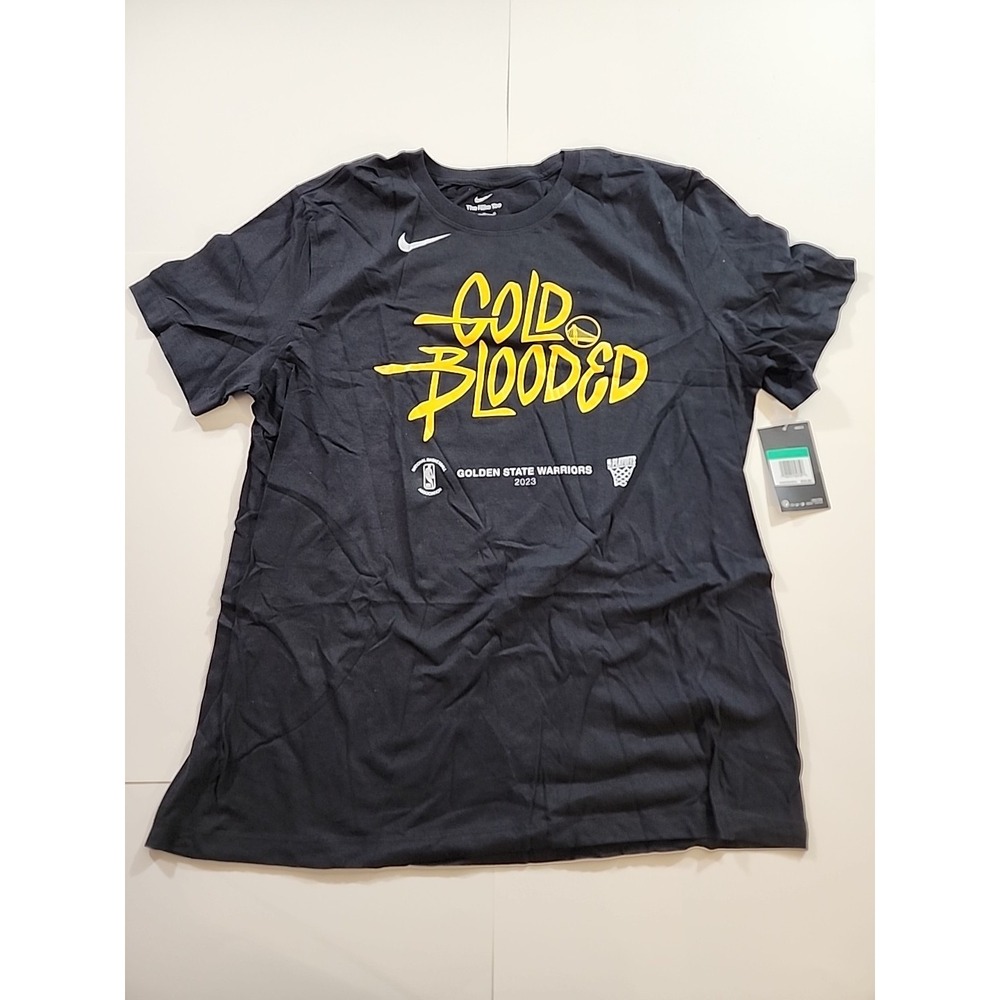 Nike Golden State Warriors Shirt Mens XL Black Gold Blooded NEW NBA Playoffs
